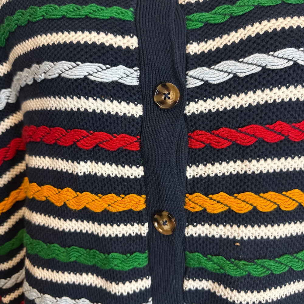 Women's LA LIGNE Cardigan 4X Navy Multi-color Striped - Picture 2 of 5